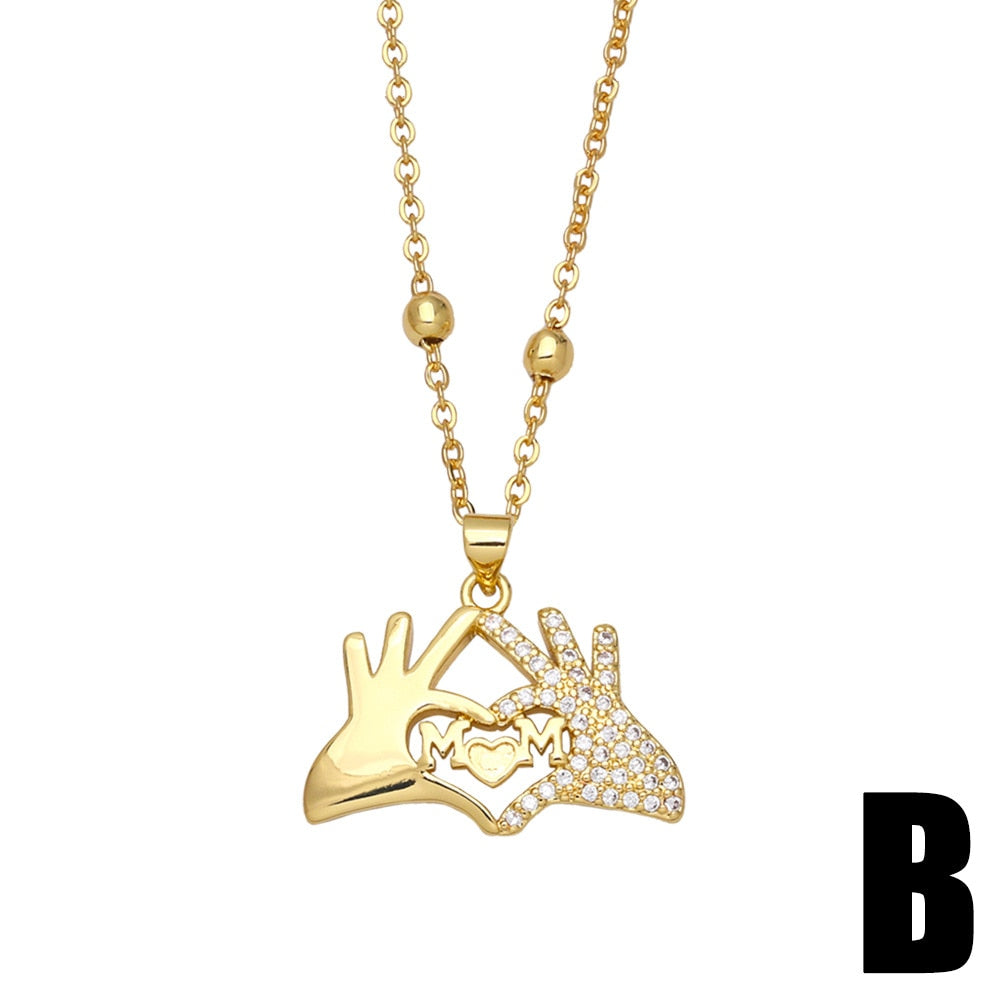 Andralyn Ornamentchoker Letters MOM Love Cross necklace N038