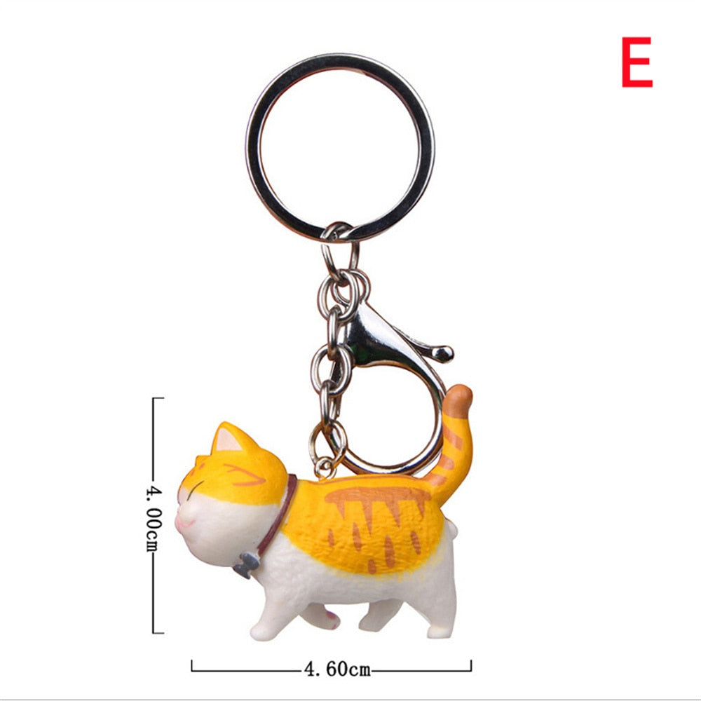 Cute Cat Animal Key Rings Kawaii Japan Kitten Car Keychain Bag Pendant Gift For Women Girls Pet Lovers Decoration
