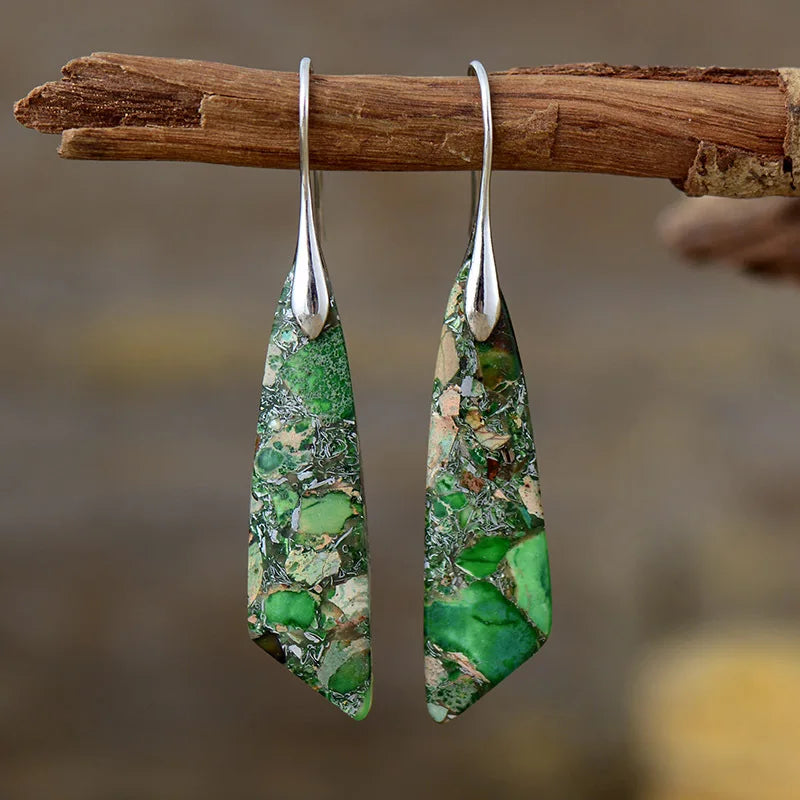 Natural Stone Geometric Pendant Earrings