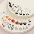 36 Pcs Halloween Earrings Set for Women Vintage Cute Ghosts Black Cats Pumpkins Bats Spiders Drop Stainless Steel Ear Needle - Charlie Dolly