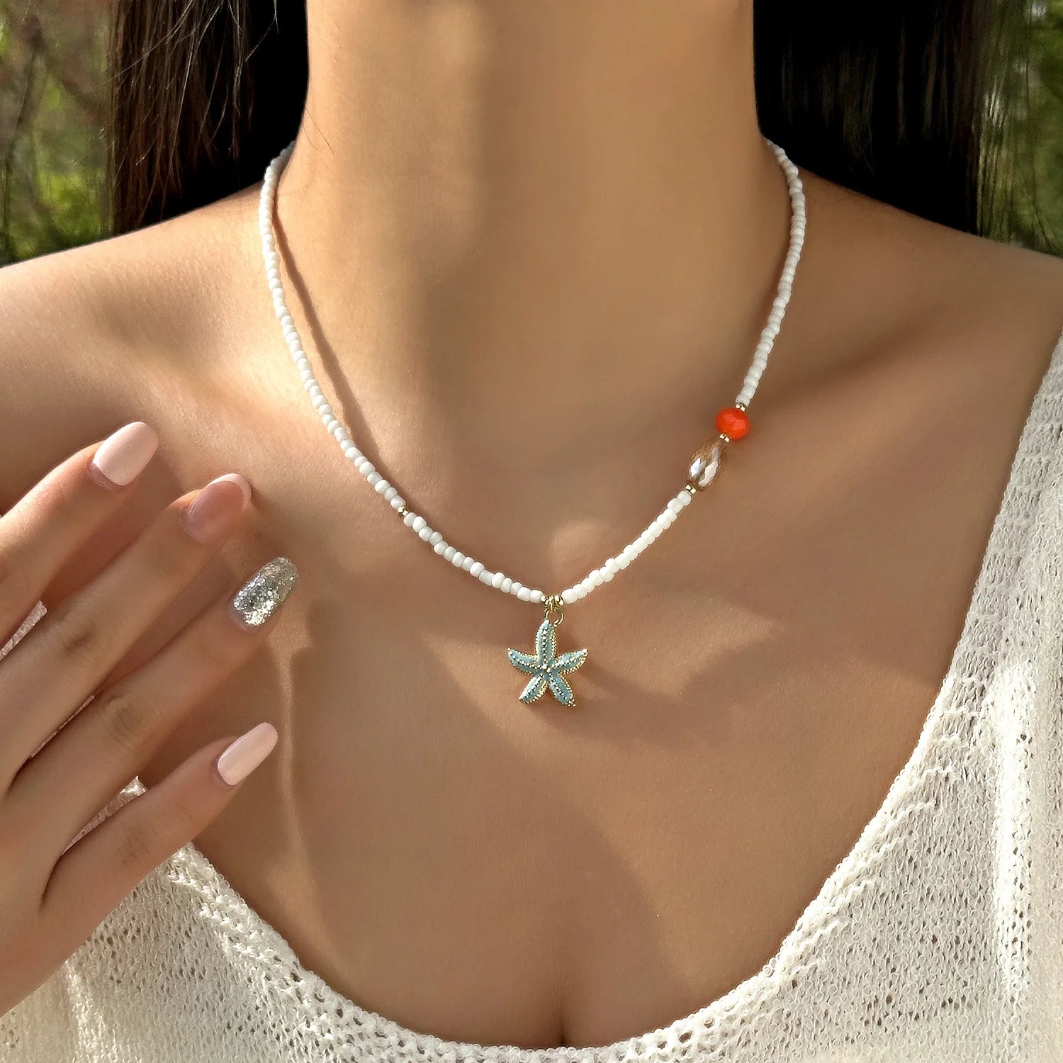 Beach Seashell and Starfish Handmade Beaded Boho Choker
