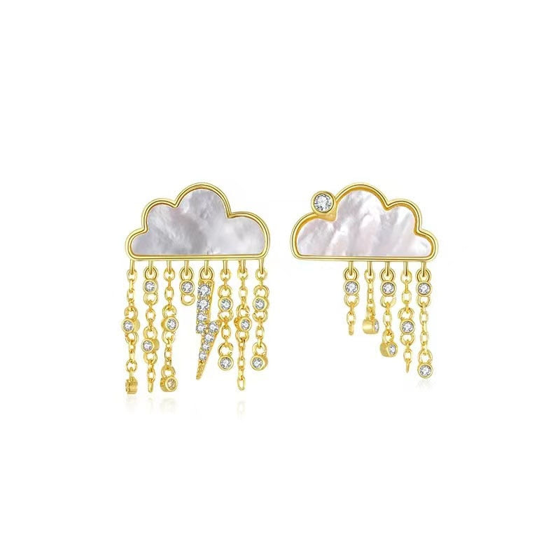 Original Cute Cloud Blue Rain Drop Dangle Earrings For Women 2022 Sweet White Glaze Charming Jewelry