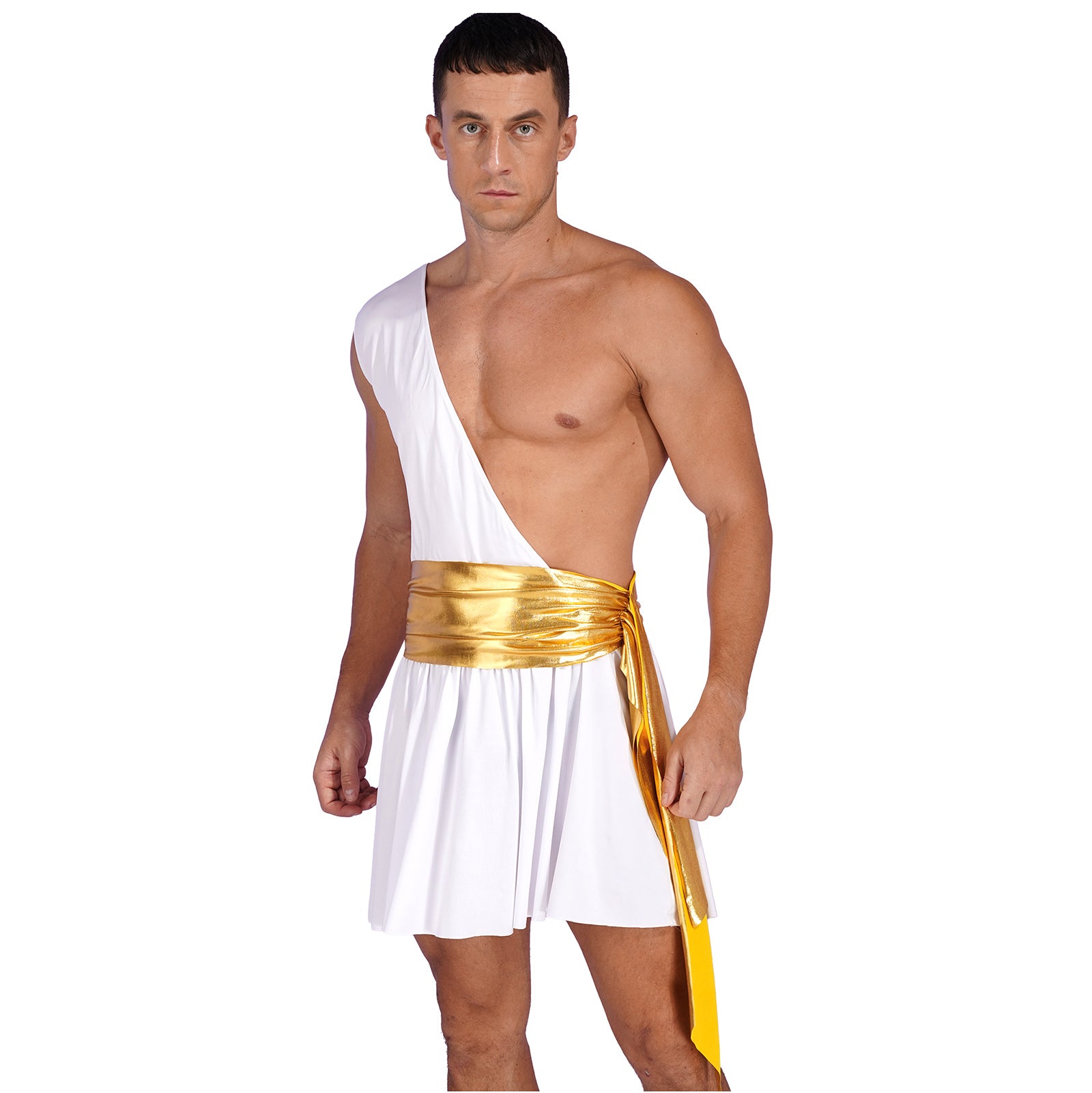 Men's Ancient Greek God Halloween Party Costume Cosplay One Shoulder Strap Skirts Knight Warrior Theatrical Performance Outfit - Charlie Dolly