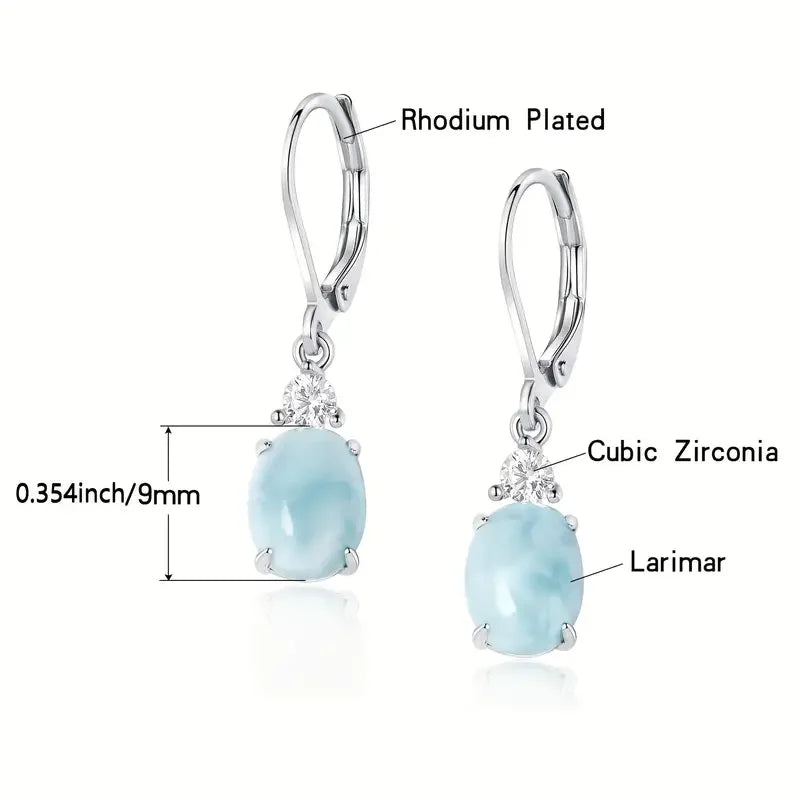 Larimar Sterling Silver Stud Earrings Jewelry