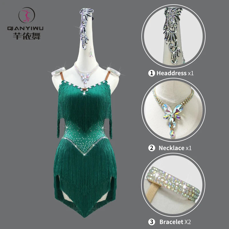 Sexy Latin Dress Women Elegant Dancewear Line Dance Practice Clothes Prom Sport Suit Ballroom Stage Outfit Parties Party Costume - Charlie Dolly