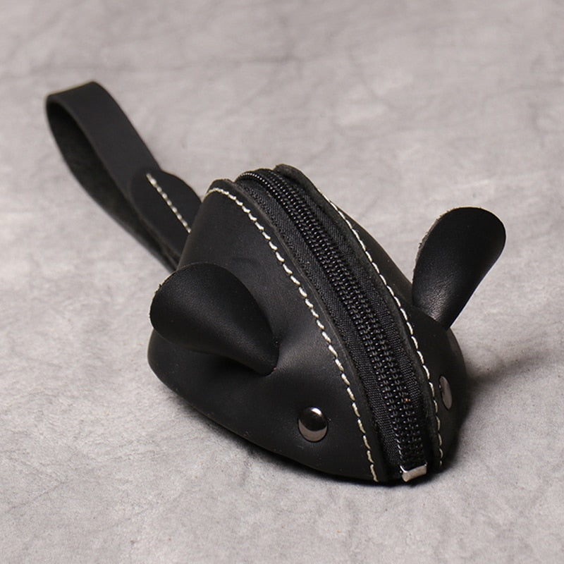 Genuine Leather Coin Purse Creative Cute Mouse Storage Bag Trend Zipper Pocket Men Women Portable Wallets Children's Key Bags