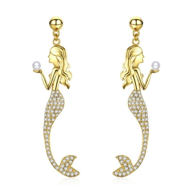 Starfish Shell Stud Earrings for Women Small Cute Earrings with Imitation Pearl Fashion Banquet Wedding Jewelry