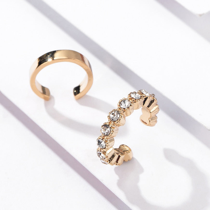 2023 New Fashion Pearl Ear Cuff Bohemia Stackable C Shaped CZ Rhinestone Small Earcuffs Clip Earrings for Women Wedding Jewelry