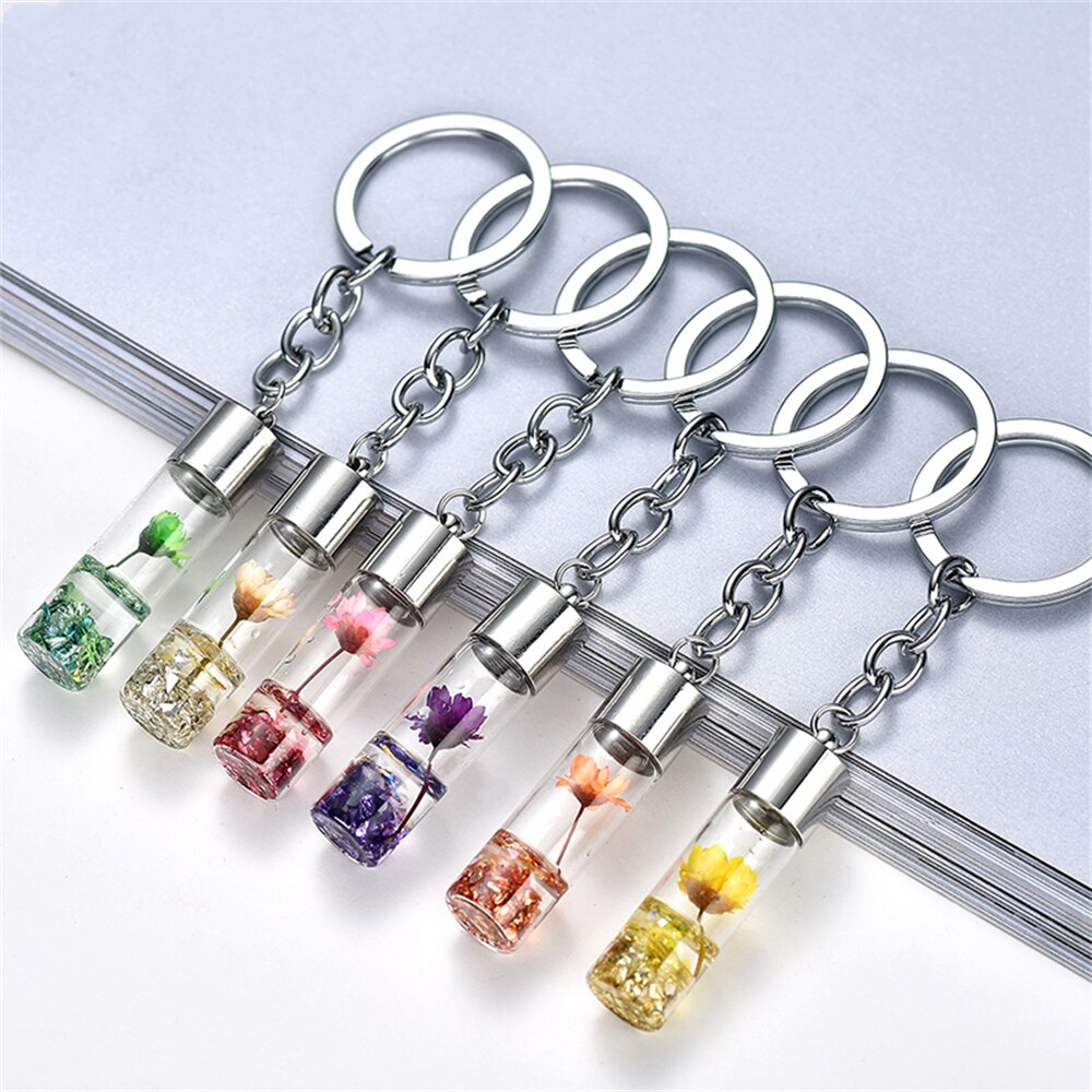 Fashion Eternal Flower Keyring Handmade Natural Plant Keychain for Women Men Bag Accessories Creative Friendship Gifts