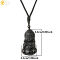 CSJA Obsidian Necklace Natural Stone Wolf Buddha Sculpture Tree of Life Animal Owl Men Necklaces Pendant Meditation Jewelry G644 - Charlie Dolly