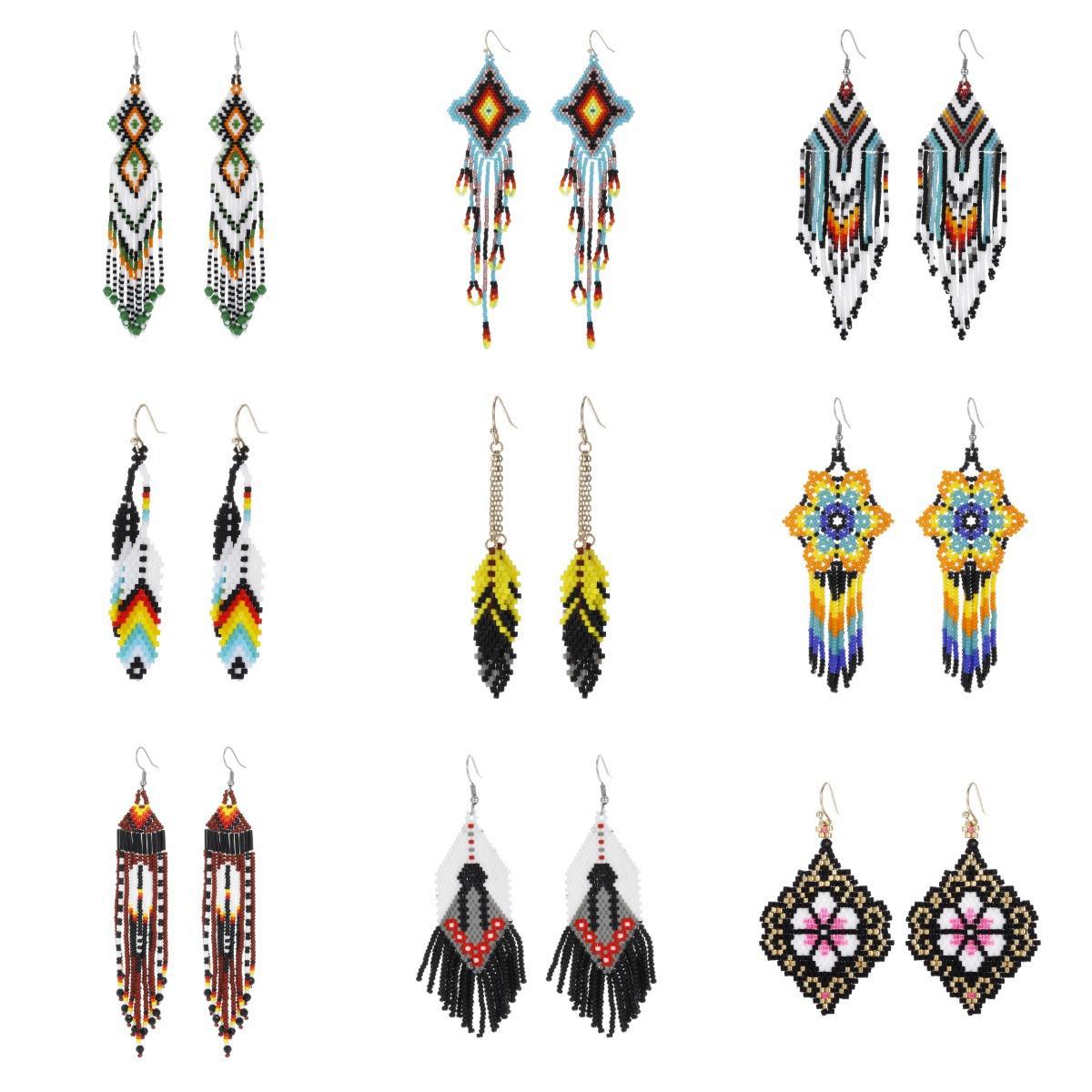 LIMAX Bohemian Earrings 2022 Beads Long Earrings Ethnic Style Drop Earings Fashion Jewelry Bijoux Femme Statement Earrings