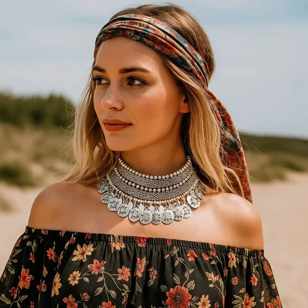 Chunky Coin Tassel Layered Necklace Jewelry