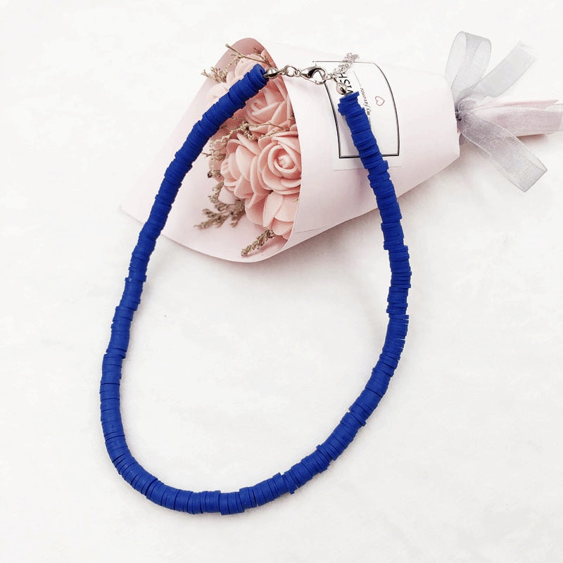 Donarsei New Fashion Colorful Clay Choker Necklace For Women Bohemian Adjustable Soft Pottery Collar Necklace Boho Jewelry