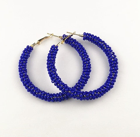 Bohemian Colorful Round Rice Beads Drop Earrings for Women Fashion Multicolor Handmade Dangle Earrings Female Party Jewelry Gift