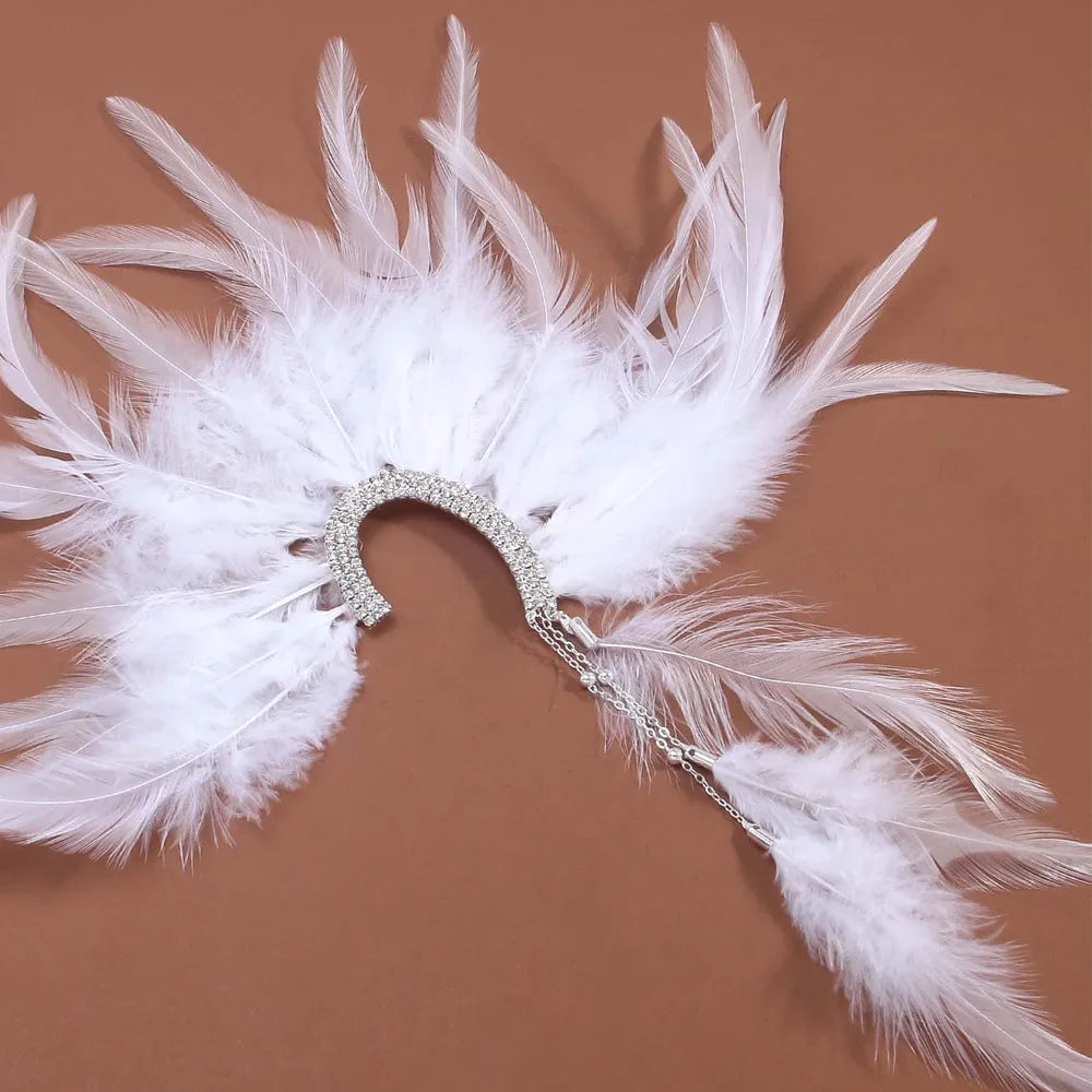 Rhinestone Feather Boho Drop Earrings Jewelry