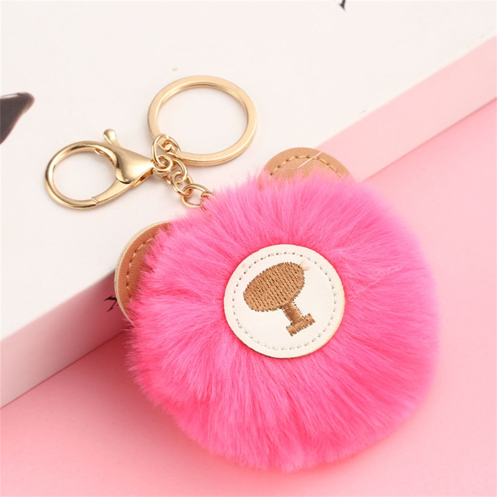 Cartoon Plush Owl Keychain With Sequin Girls Backpack Ornaments Fashion Soft Fluffy Pompom Animal Key Rings For Ladies Gifts