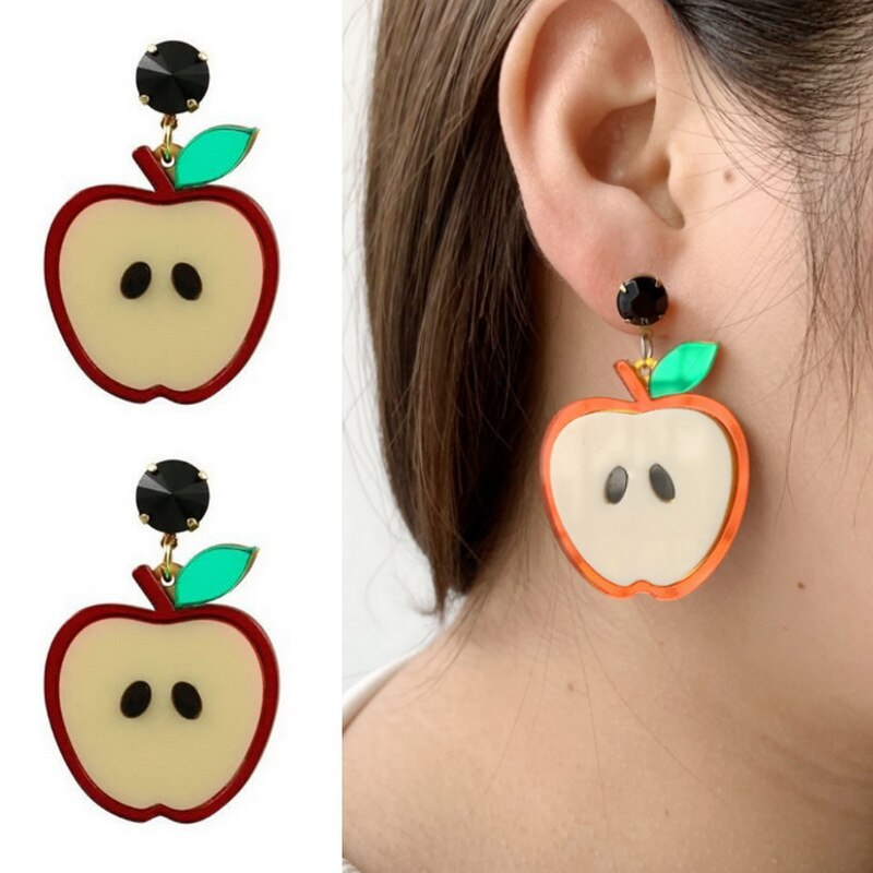 Acrylic Vegetables Fruits Summer Earrings For Girls Cute Cartoon Dragon Strawberry Watermelon Broccoli Pineapple Lemon Earrings