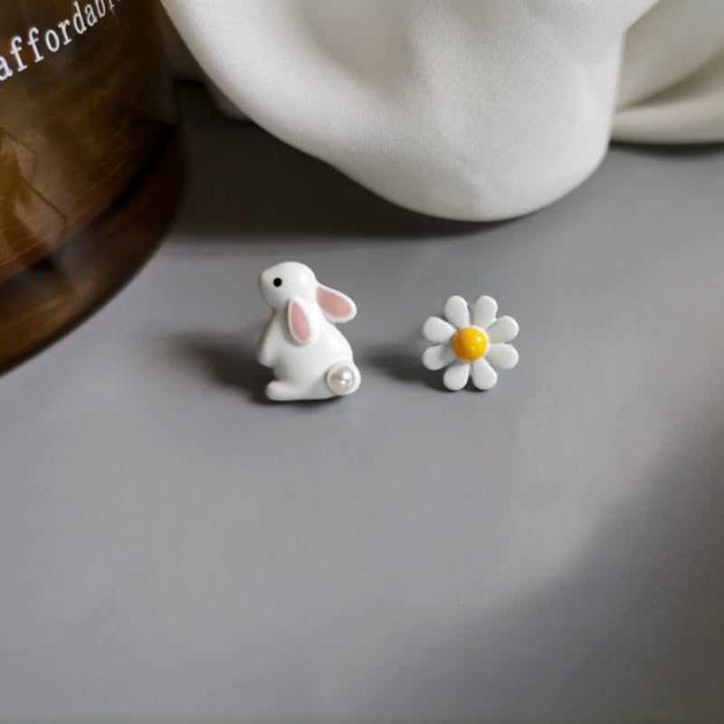 Cute Enamel Cat Balloon Stud Earrings for Women Fashion Drop Rabbit Flower Heart Colorful Jewelry Dangle Wedding Party Girl Gift