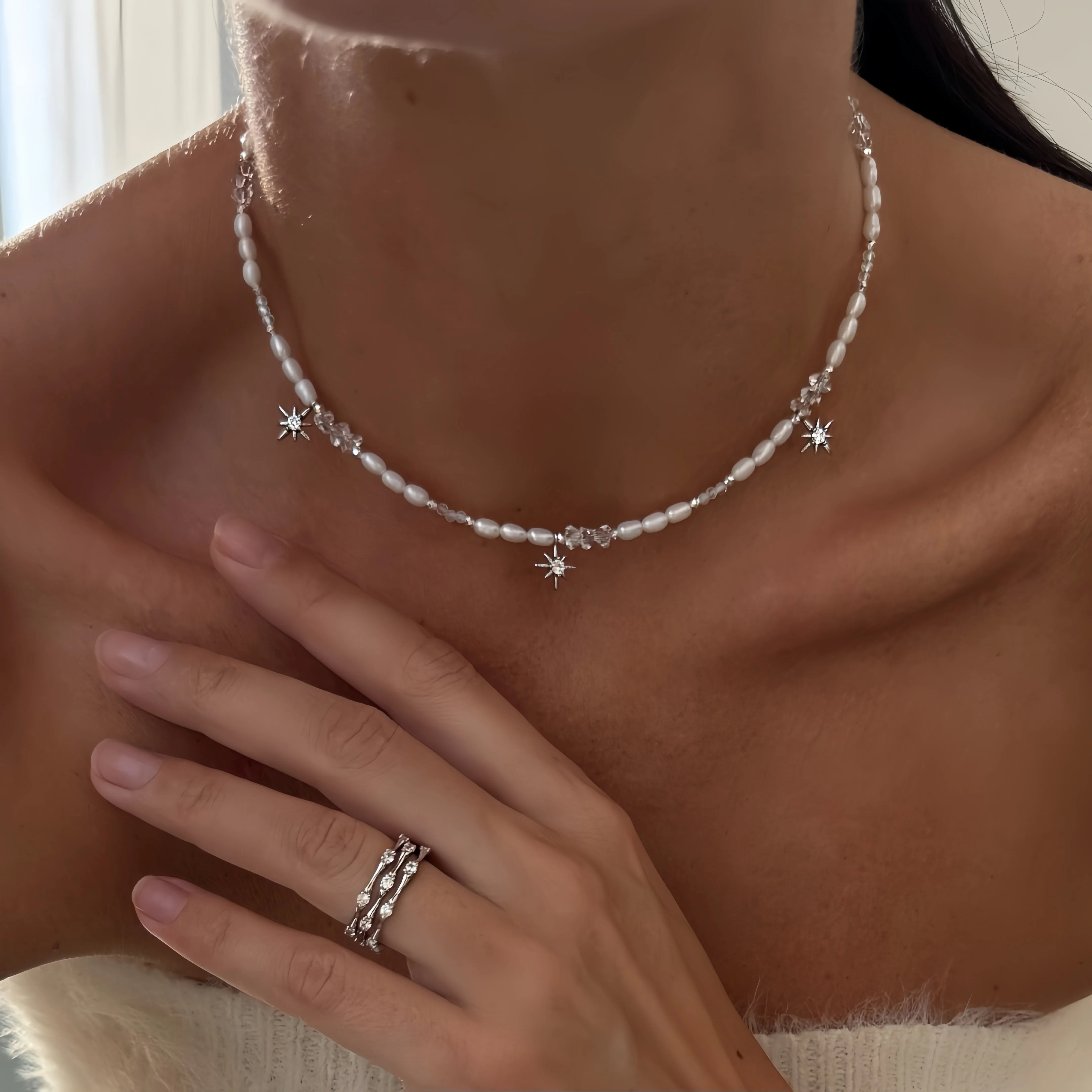 Minimalist Pearl and Tassel French Boho Collar Chain