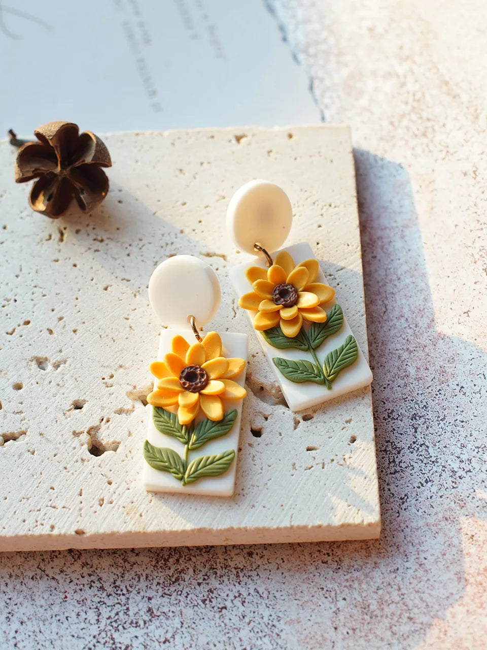 Clay Flower Cluster Egg Nest Earrings Jewelry