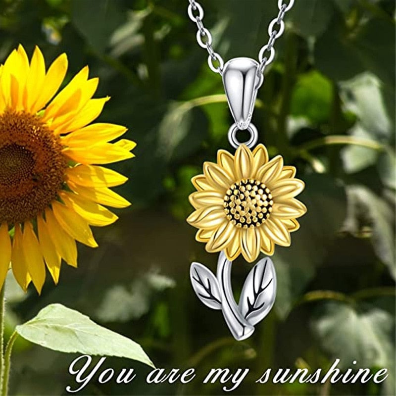 Rose Valley Sunflower Pendant Necklace for Women Fashion Jewelry Girls Birthday Gifts