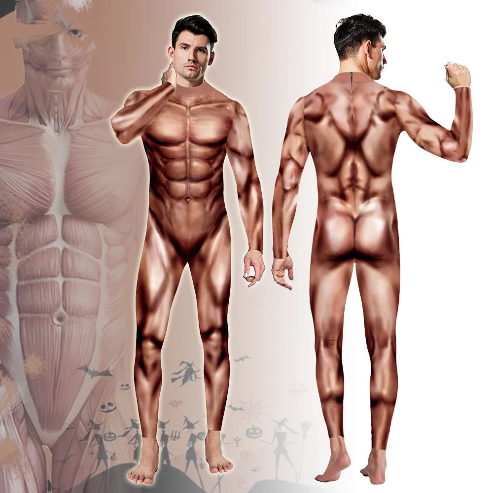 Muscle Print Cosplay Costume Men Funny Suit Halloween Carnival Party C Muscle Print Cosplay Costume Men Funny Suit Halloween Carnival Party C