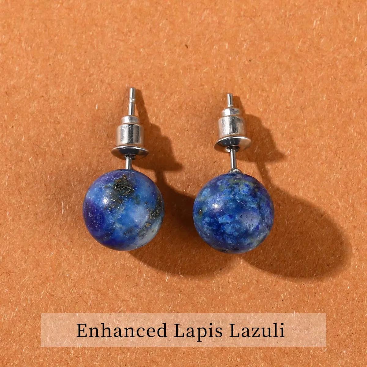 Natural Stone Agate Quartz Lapis Lazuli Tiger Eye Round Bead Stud Earrings Women Fashion Simple Stainless Steel Crystal Ear Stud - Charlie Dolly
