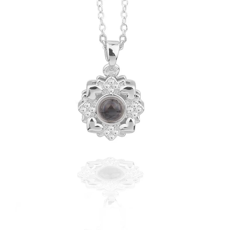 Projection Necklace, I Love You in 100 Languages, Zircon Heart Pendant Gift