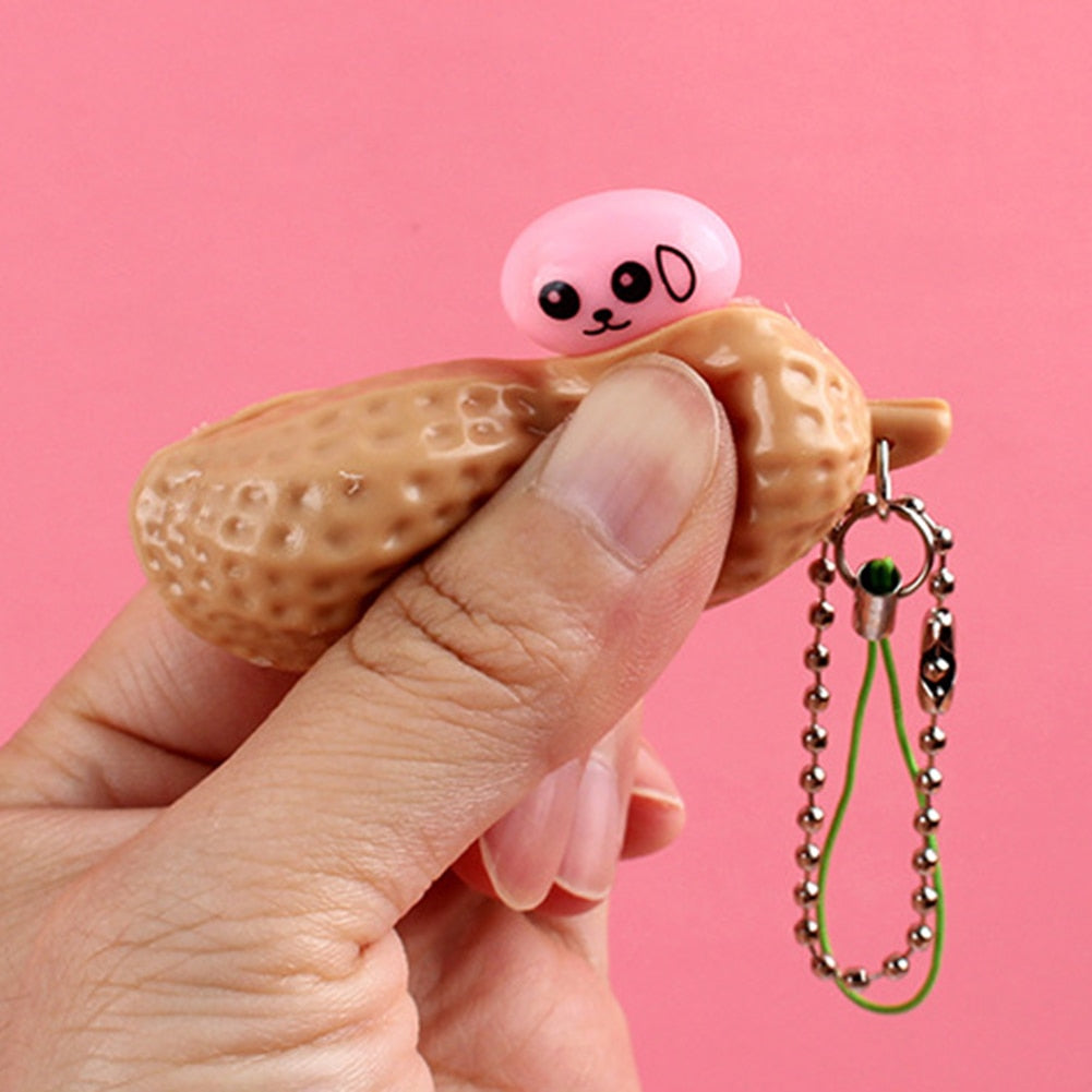 Creative Extrusion Pea Bean Soybean Edamame Stress Relieve Toy Keychain Cute Fun Key Chain Ring Gift Bag Charms Trinket