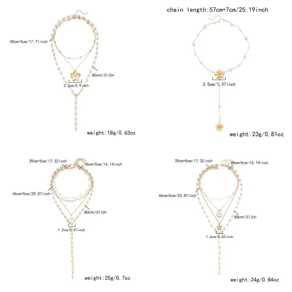 Pearl Flower Pendant Tassel Choker Necklace Jewelry