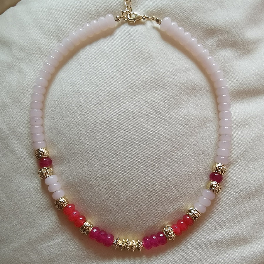 Goth freshwater pearl necklace women yellow smile beads coral Vintage Multi Layer Link Chain Necklace Punk Aesthetic Jewelry