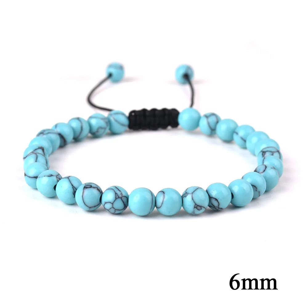 Natural Stone Beaded Bracelet — Tiger Eye, Agate & Lava