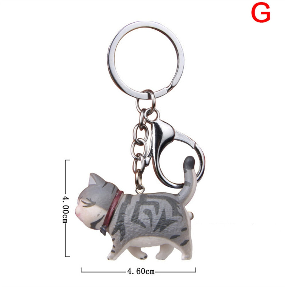 Cute Cat Animal Key Rings Kawaii Japan Kitten Car Keychain Bag Pendant Gift For Women Girls Pet Lovers Decoration