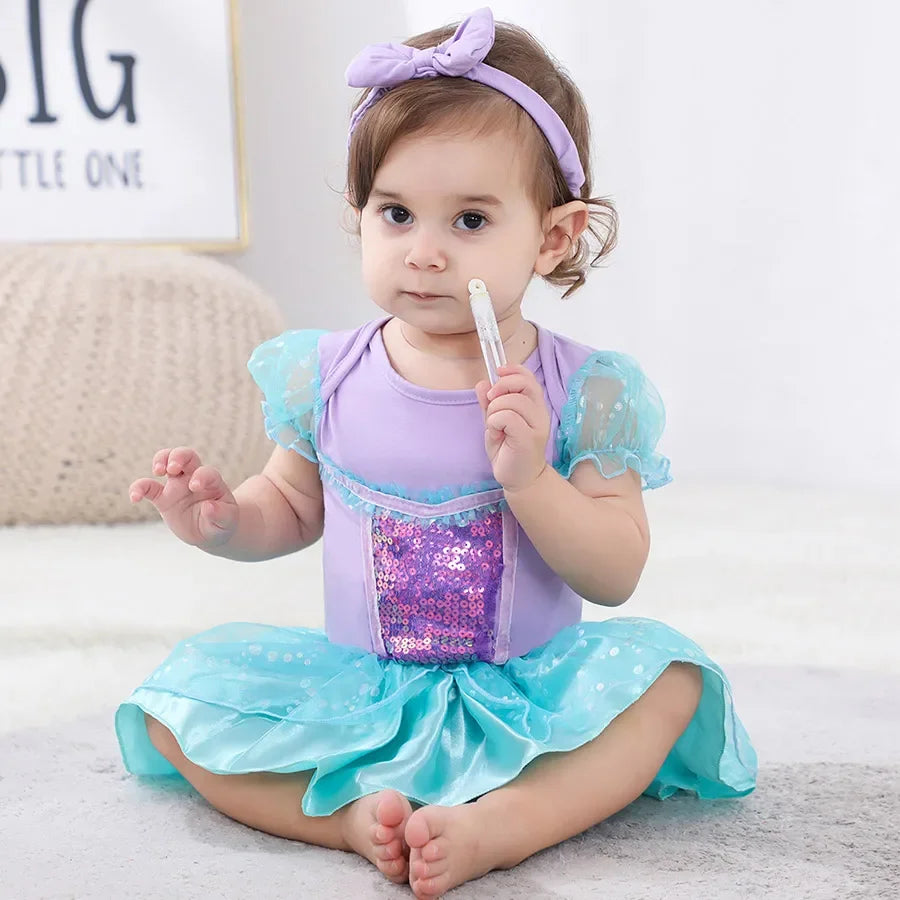 Baby Romper Tutu Dress with Headband Infant Baby Girl Princess Clothes Cute Design Kids Dress Halloween Party Costumes Outfit - Charlie Dolly