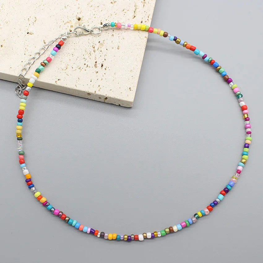 Handmade Seed Bead Colorful Boho Choker Necklace