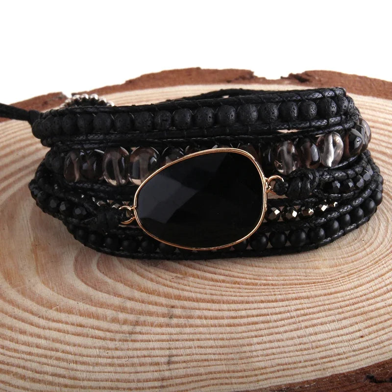 Fashion Handma Bohemian Jewelry Boho Bracelet Mixed Natural Stones Charm 5 Strands Wrap Bracelets Gift for Women girls - Charlie Dolly
