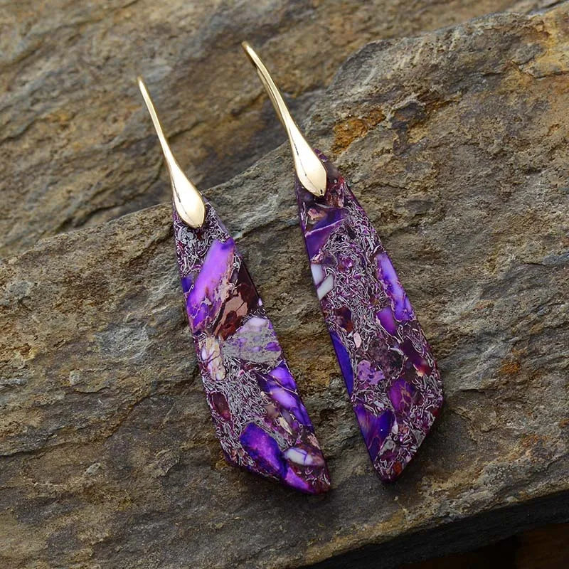 Natural Stone Geometric Pendant Earrings