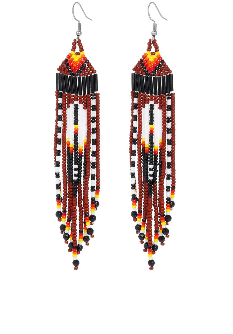 LIMAX Bohemian Earrings 2022 Beads Long Earrings Ethnic Style Drop Earings Fashion Jewelry Bijoux Femme Statement Earrings