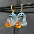 Fashion Halloween Ghost Drop Stud Earrings Women Girl Cute Punk Pumpkin Stainless Steel Jewelry Crystal Hook Dangle Party Gifts - Charlie Dolly