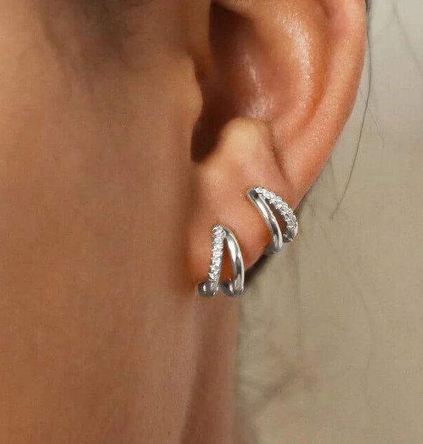Gold Zircon Geometric Statement Hoop Earrings Jewelry