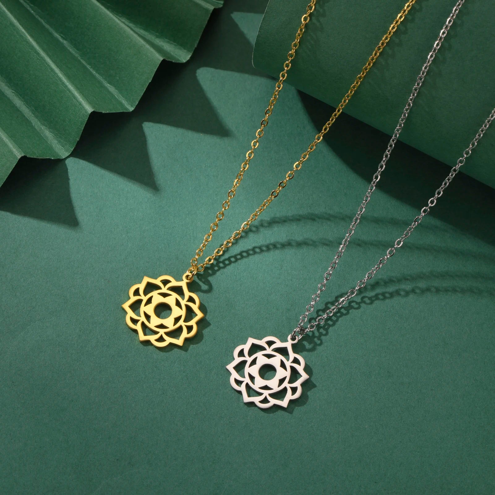 Yoga Lotus & Flower of Life Pendant Necklace, Stainless Steel Chakra Healing Amulet