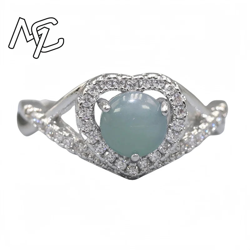 S925 Silver Burmese Jade Flower, Gourd & Butterfly Adjustable Ring, Sacred Amulet