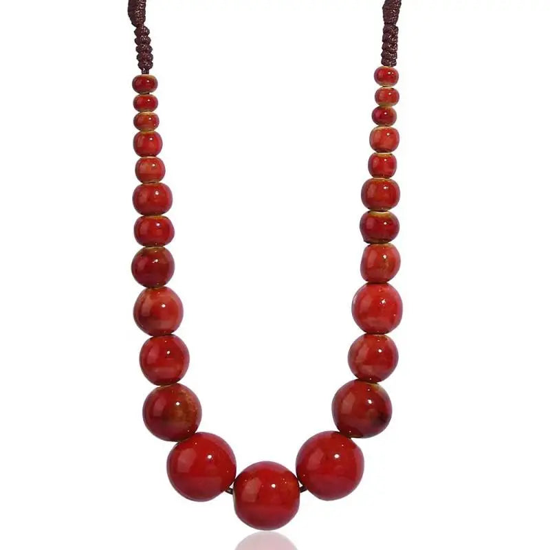 Big Ceramic Bead Handmade Long Necklace Jewelry