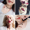 Halloween Temporary Tattoo Sticker Waterproof 3D Bite Mark Zombie Acars Wound Tattoo Sticker Halloween Party Cosplay Makeup Prop - Charlie Dolly