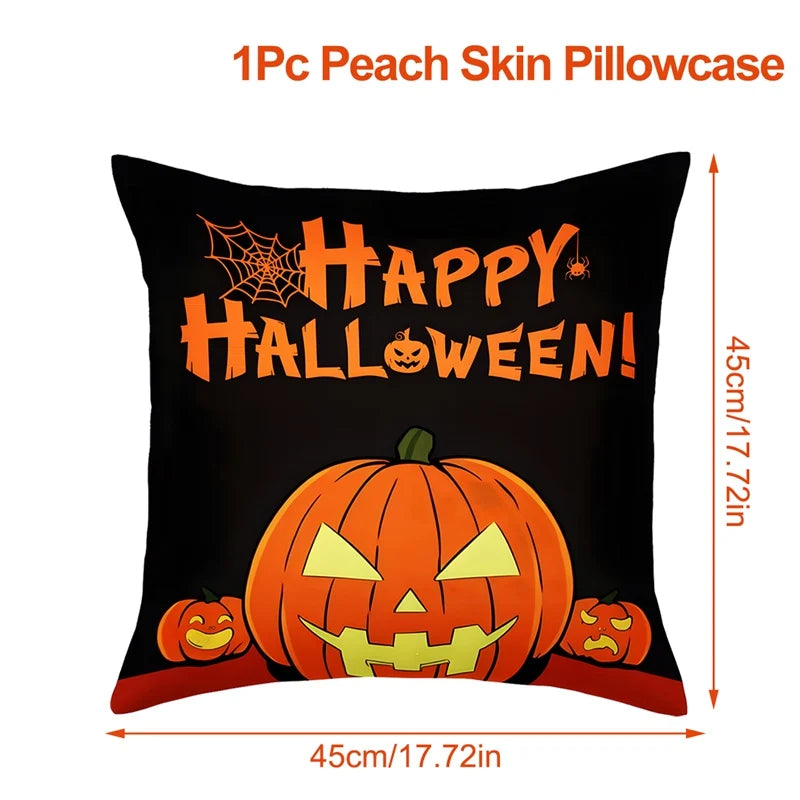 Halloween Pumpkin Ghost Pillowcase Happy Halloween Party Decorations For Home 2024 Trick or Treat Spider Bat Cat Pillow Covers - Charlie Dolly