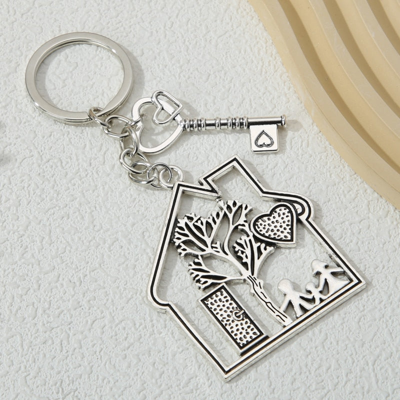 Family Keychain Dad Mom Child Love House Key Ring Kinship Key Chains For Women Men Handbag Accessorie Handmade Jewelry Gifts