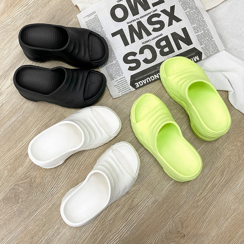 8cm Sloped Heels Women Slippers Platform Wedges Summer Casual Women Shoes Outdoor Comfortable Beach High Slipper Dress Sandals