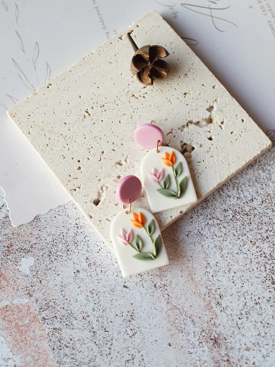 Clay Flower Cluster Egg Nest Earrings Jewelry
