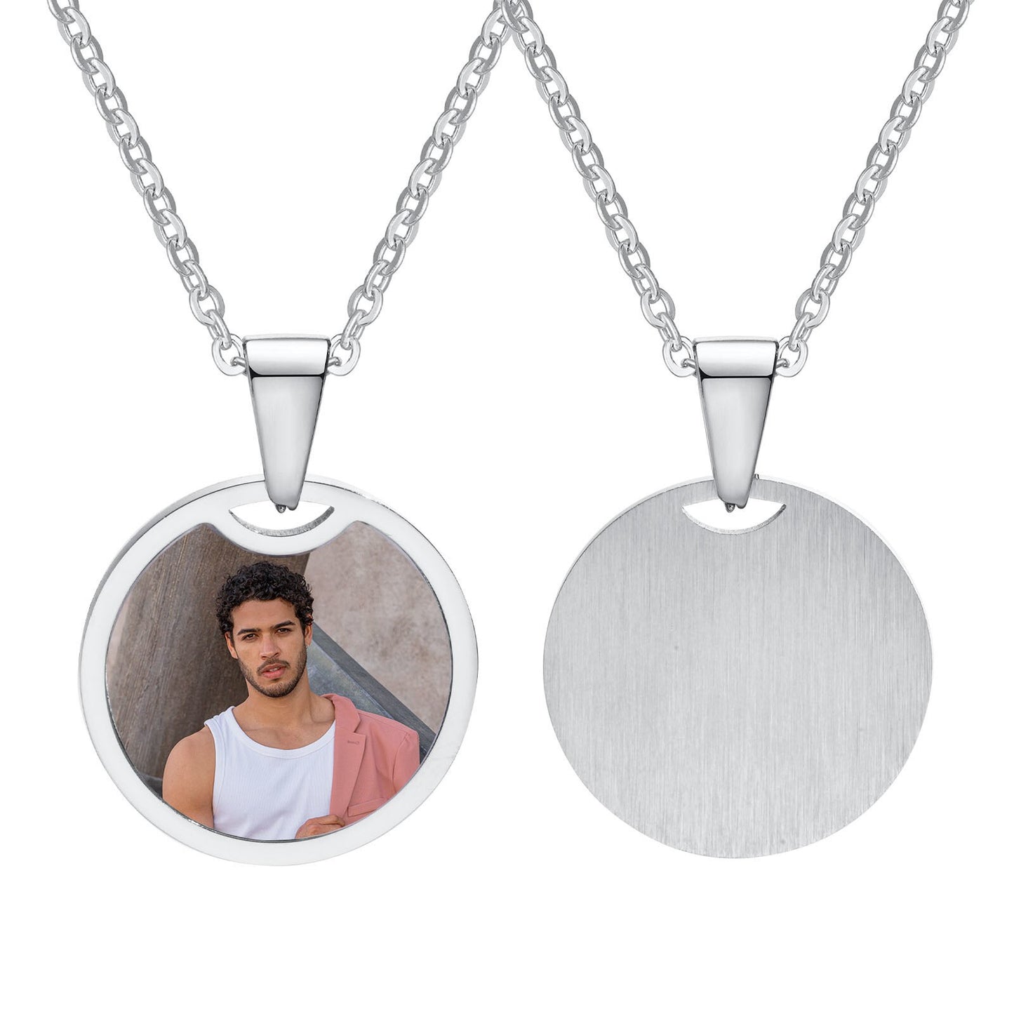 Vnox Free Custom Photo Picture Necklaces for Women, Personalize Words Stainless Steel Pendant,Mothers or Lover Gifts Jewelry