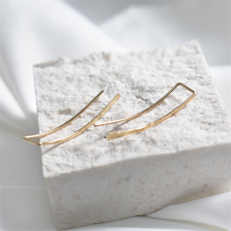 925 Silver Grillz Piercing Earrings Jewelry Ear Cuff Charm Handmade Hammered Gold Filled Brincos Earrings For Women Oorbellen